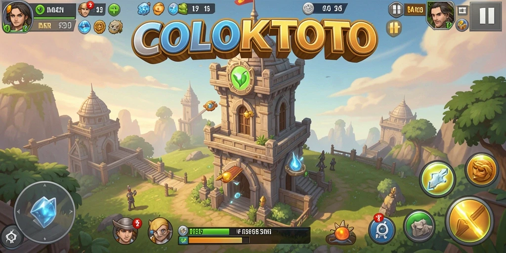 Screenshot gameplay COLOKTOTO menampilkan aksi menara yang mendebarkan.