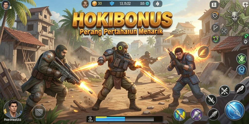Tampilan gameplay HOKIBONUS yang menampilkan strategi Tower Defense yang intens.