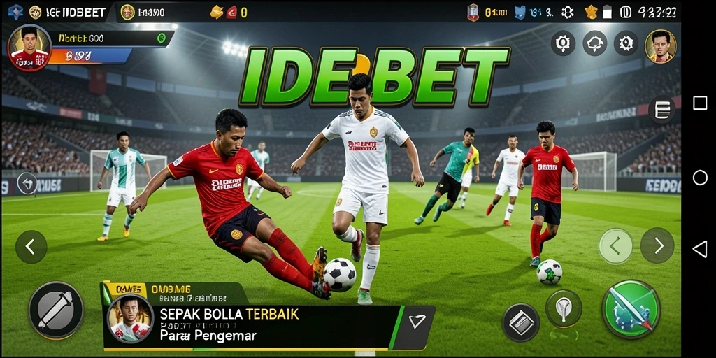 Gameplay seru pada IDEBET dengan aksi sepak bola yang mendebarkan.