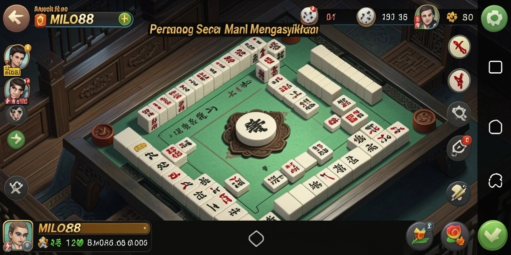 Tampilan gameplay seru dari MILO88, permainan Mahjong yang mendebarkan.