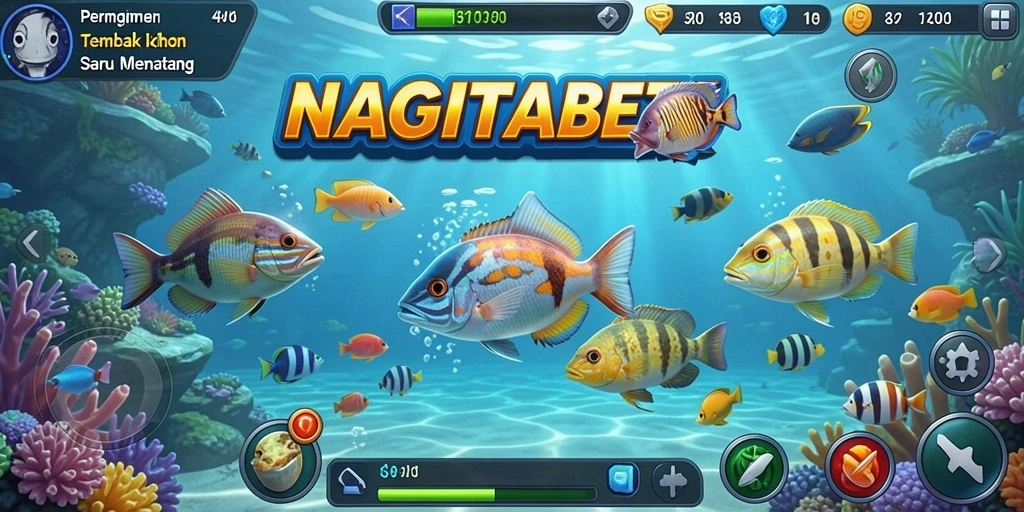 Tampilan gameplay NAGITABET dengan menembak ikan yang mengasyikkan.