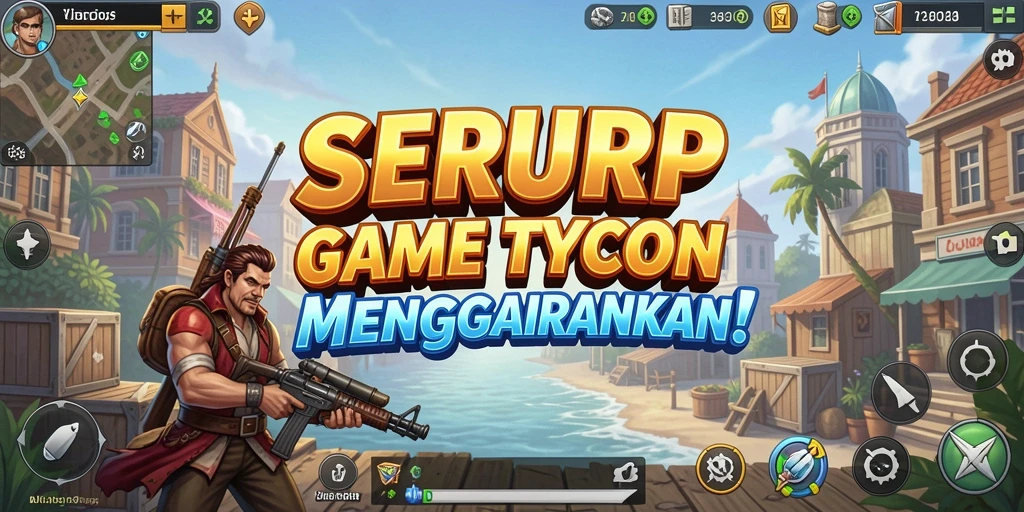 Tampilan screenshot gameplay SERURP yang menampilkan keseruan membangun bisnis.