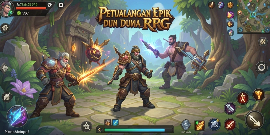 Tampilan gameplay epik dalam dunia RPG V87 yang memukau.