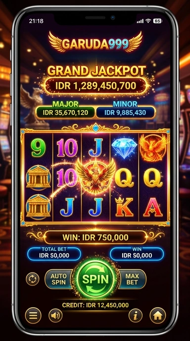 Tampilan utama aplikasi garuda999 dengan berbagai kategori aplikasi.